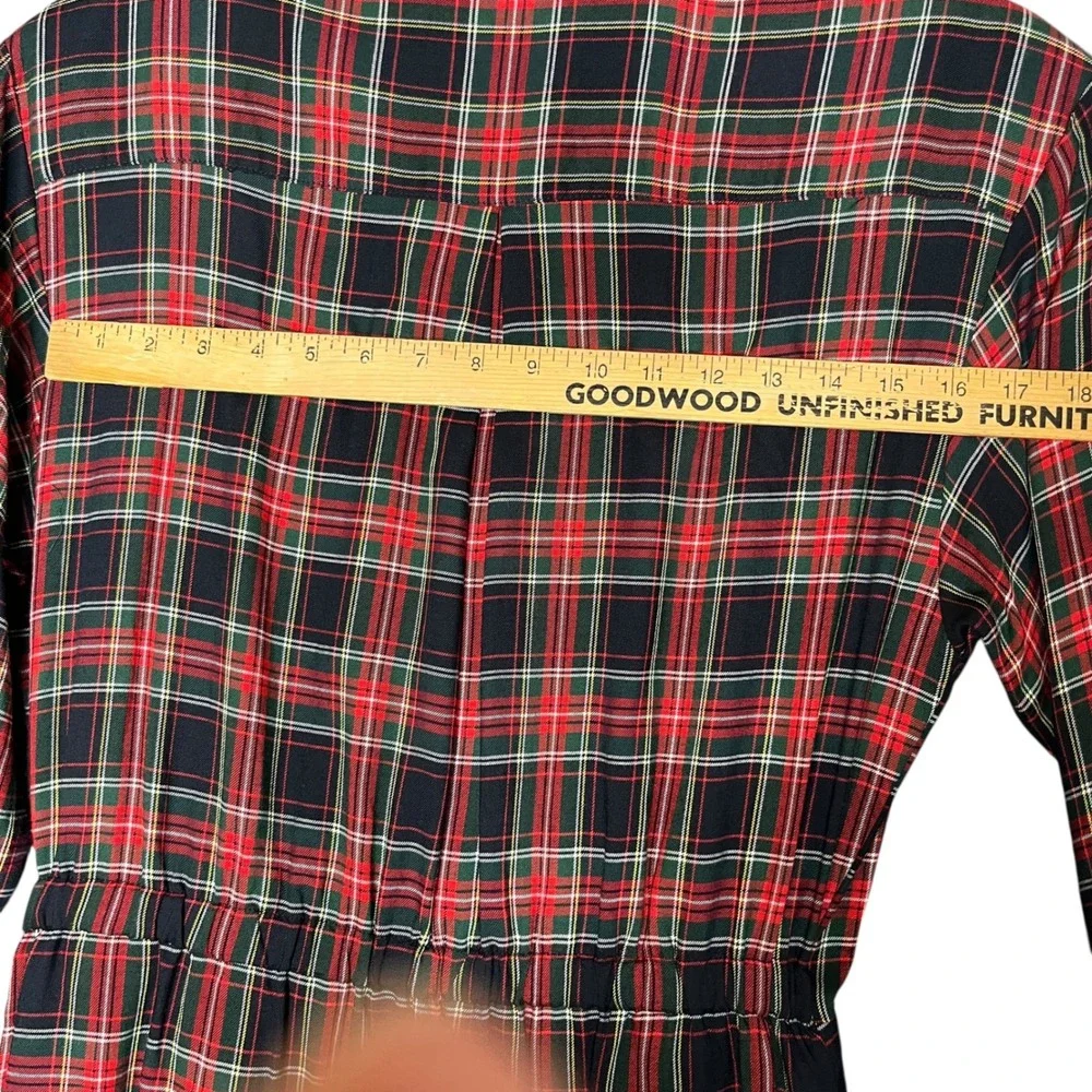 Talbots Vintage Tartan Plaid Wrap Shirt Dress Size 8 Holidays Academia Classic - Picture 15 of 16